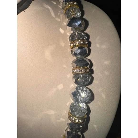 Nordstrom Crystal‎ Bead Necklace Gold Tone Accents Statement Jewelry - Picture 5 of 6